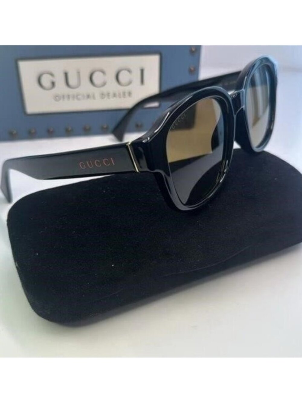 GUCCI GG1140SK-003 Unisex Classic Designer Sunglasses in Black & Gold/Brown 54mm - Picture 7 of 12